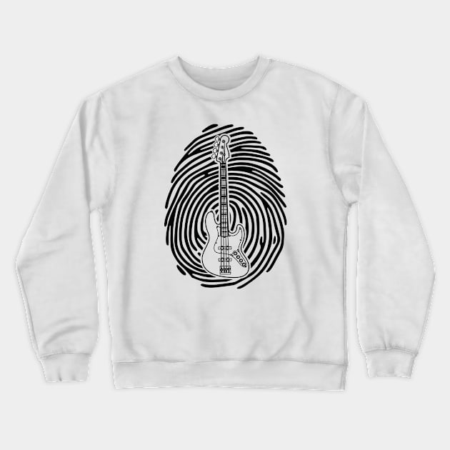 Fingerprint Bass Guitar Outline Light Theme Crewneck Sweatshirt by nightsworthy